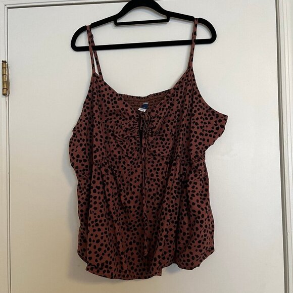 Old Navy Size 3x Brown Polka Dot Tank Top - Picture 2 of 5
